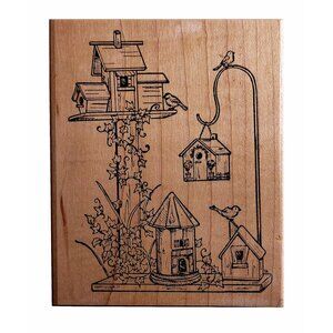 Northwoods Rubber Stamp Birdhouses Wood-Mounted